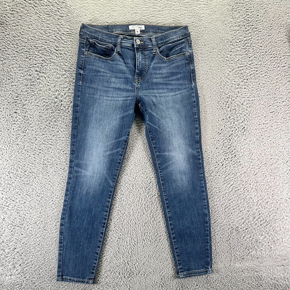 Lucky Brand Ava Jeans Womens 8 Blue Cotton Denim Skinny Faded Whiskered Stretch